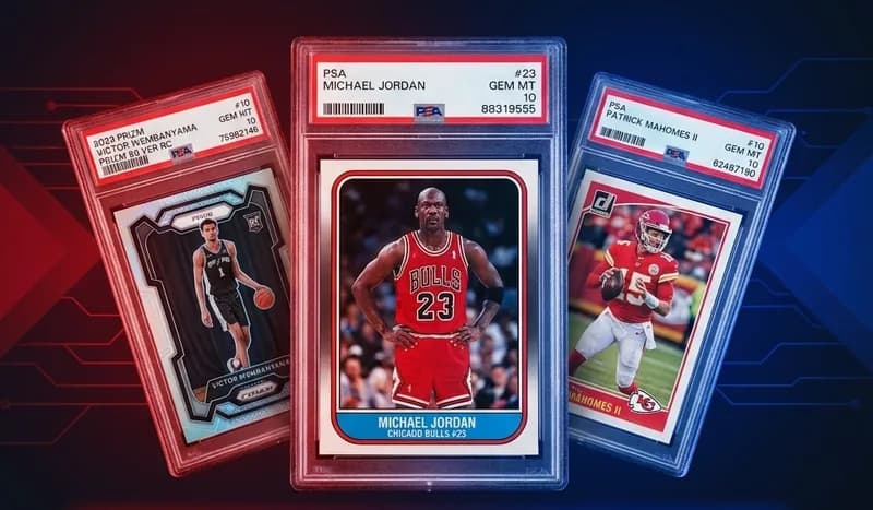 Graded sports cards in protective slabs